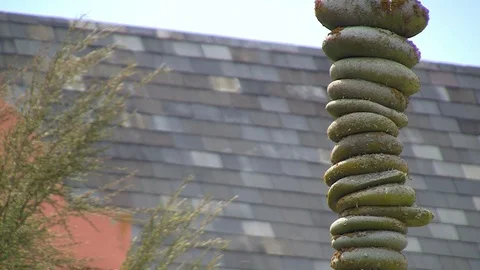 Stone column in a garden setting. Stock Footage 90219134