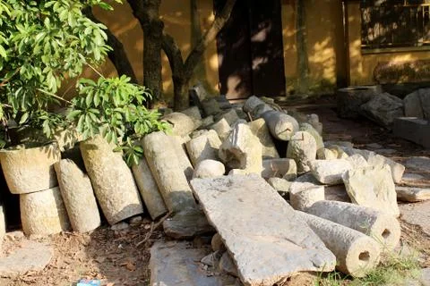 Stone column for threshing Stock Photos