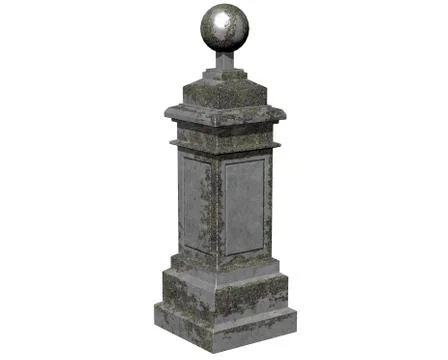 Stone column on white background.3D Rendering Stock Illustration
