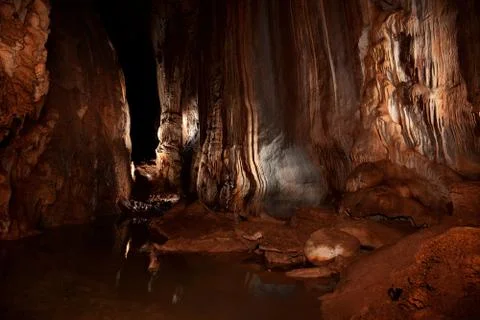 Stone columns in a cave Stock Photos