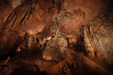 Stone columns in a cave Stock Photos