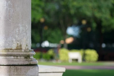 Stone columns in garden Stock Photos