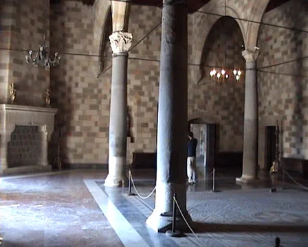 Stone columns inside the Palace of the Grandmasters Stock Footage 22645077