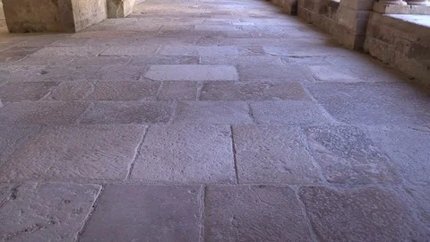 Stone corridor in an abbey Stock Footage 77265450
