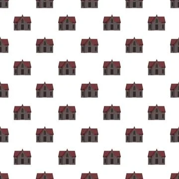 Stone cottages with red roofs repeating pattern background Ilustración de archivo