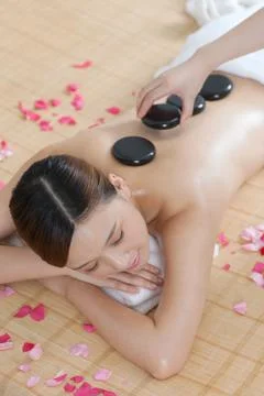 A stone course of young beauty lady Stock Photos