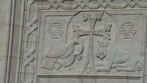 Stone cross in Armenia Stockbeeldmateriaal 100053672