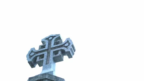 Stone cross located in an old cemetery Stock Footage 324753816