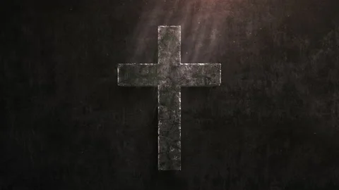 Stone cross with time passing over it on black wall Stock Footage 150262374