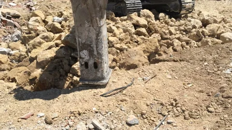 Stone crusher and crane in working 2 Stock Footage 40225822