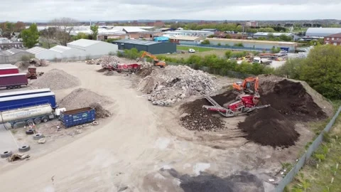 Stone Crusher Crushing Concrete at Processing Plant Grading Stone With Heavy Mac Stock Footage 186839809