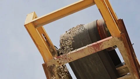 Stone crusher machine processing plant for crushed stone, sand and gravel Stock Footage 70353280