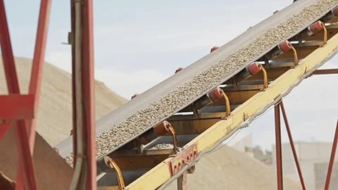 Stone crusher machine processing plant for crushed stone, sand and gravel Stock Footage 70353343