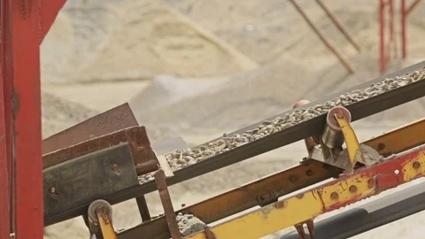 Stone crusher machine processing plant for crushed stone, sand and gravel Stock Footage 70353715