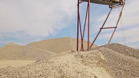 Stone crusher machine processing plant for crushed stone, sand and gravel Stock Footage 70353782