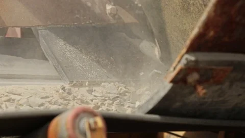 Stone crusher machine processing plant for crushed stone, sand and gravel Stock Footage 70353868