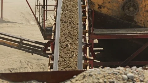 Stone crusher machine processing plant for crushed stone, sand and gravel Stock Footage 70353901