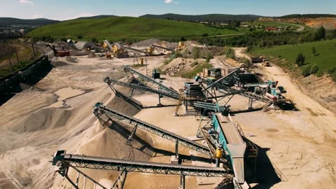 Stone crusher in mine quarry. Mining industry concept.	 Stock Footage 203971105