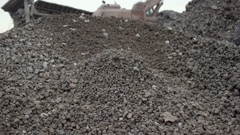 Stone crusher. Pebbles, work in a career Stock Footage 99884347