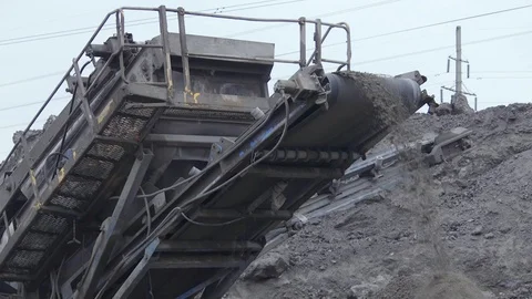 Stone crusher. Сreating a backing from waste for the highway 3 Stock Footage 99884300