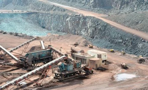 Stone crusher in a surface mine Stock Photos