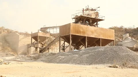 Stone crusher in surface mine quarry. Stock Footage 47422284