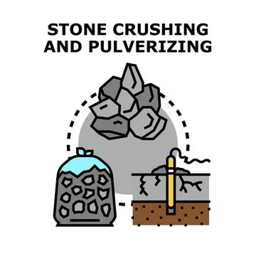 Stone crushing and pulverizing process illustration Stock Illustration