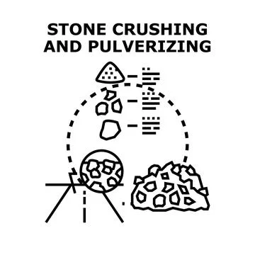 Stone crushing and pulverizing process illustration Stock Illustration
