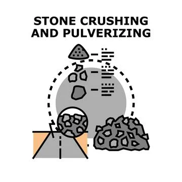 Stone crushing and pulverizing process illustration Stock Illustration