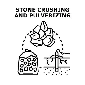 Stone crushing and pulverizing process illustration Stock Illustration