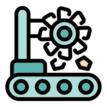 Stone crushing machine processing rocks on conveyor belt Stock Illustration