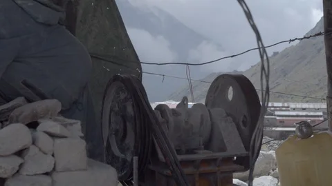 Stone crushing machine at work Stock Footage 122923012