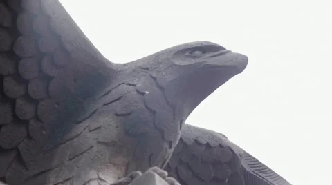 Stone cut big sculpture of eagle in Armenia Stock Footage 65337176