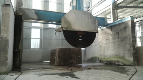 Stone cutting machine with a granite block Stock Footage 237340746