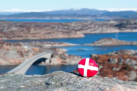Stone with a Denmark flag Stock Photos