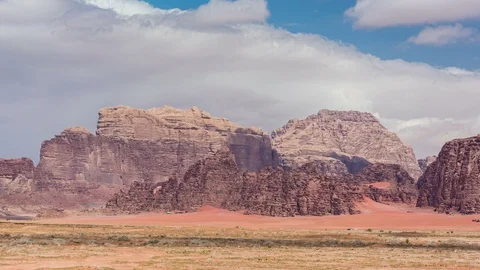 Stone desert landscape, cloudy sky Stock Footage 109074230