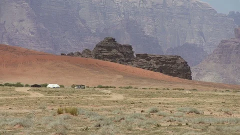 Stone desert landscape, red rocks and sand Video stock 112631319