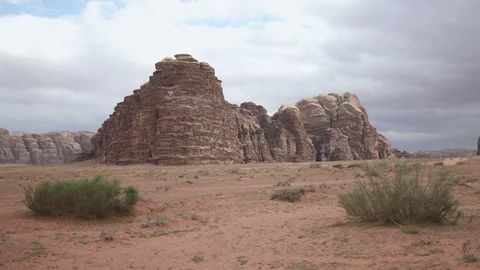 Stone desert landscape in Wadi Rum desert, Jordan Stock Footage 112757965