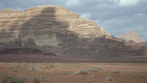 Stone desert landscape, Wadi Rum, Jordan Stock Footage 112762034