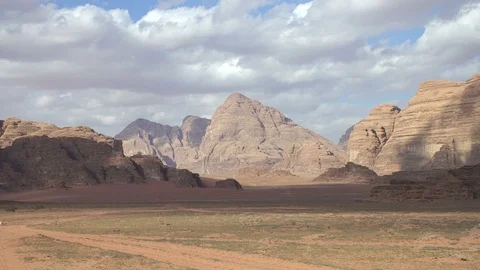 Stone desert landscape, Wadi Rum desert, Jordan Stock Footage 112768055