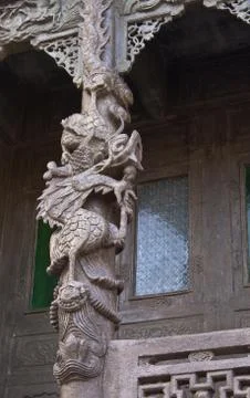 Stone dragon in temple Stock Photos