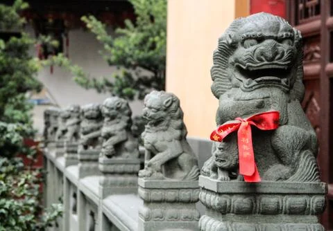 Stone dragons - guards of the temple Stock Photos