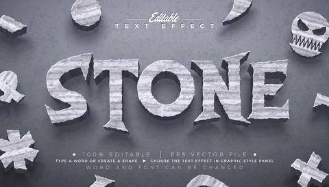Stone Editable Text Effect Design Graphic Style with 3D Carved Rock Typogra.. Stock Illustration