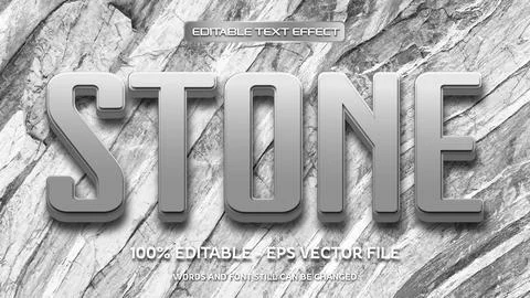Stone editable text effect with natural stone background Stock Illustration