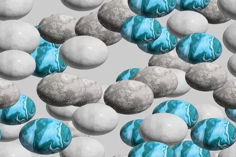 Stone Eggs Seamless Pattern, 3D Illustration Stock Illustration