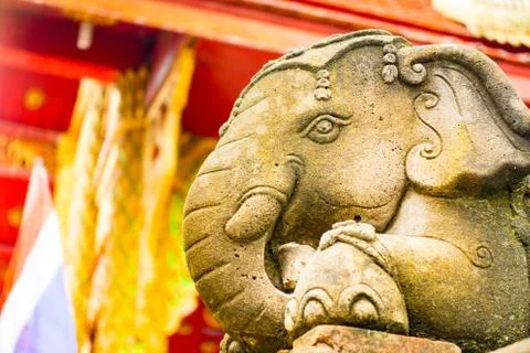 Stone elephant head Stock Photos
