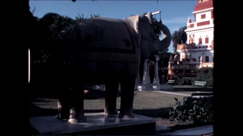 Stone Elephant Statue in Garden Video stock 276292492