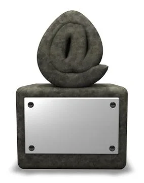 Stone email symbol on socket with blank sign - 3d illustration Stock Illustration