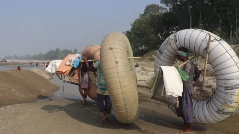 Stone Extraction and stone crushing plant in Bangladesh Stock Footage 299935404