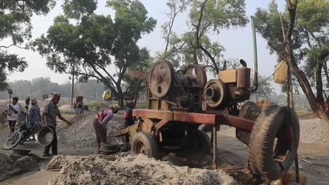 Stone Extraction and stone crushing plant in Bangladesh Stock Footage 299935632